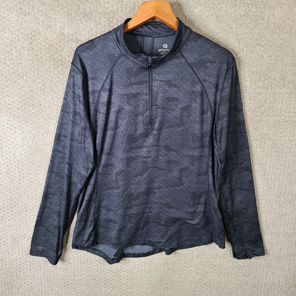 Etonic Shirt‎ Womens XL Gray Camouflage 1/4 Zip Mock Neck Athletic Top Stretch